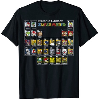 ใส่เดินทางสินค้ามาใหม่100%cotton เสื้อยืดผู้ชาย Nintendo Super Mario Periodic Table Graphic T-Shirt T-Shirt men เสื้อ ยื