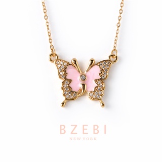 Bzebi สร้อยผีเสื้อ แฟชั่น เพชร พระ necklace ทอง ทองคํา โชคเกอร์ สไตล์เกาหลี แฟนชั่นงานเกาหลี จี้ ผู้หญิง เครื่องประดับ อุปกรณ์ ไม่จางหาย ใส่อาบน้ําได้ ประดับเพชร สําหรับผู้หญิง 22n