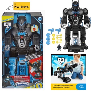 Imaginext DC Super Friends Batman Toy, 2-in-1 Robot & Playset with Lights Sounds plus Batman Figure and 10 Play Pieces