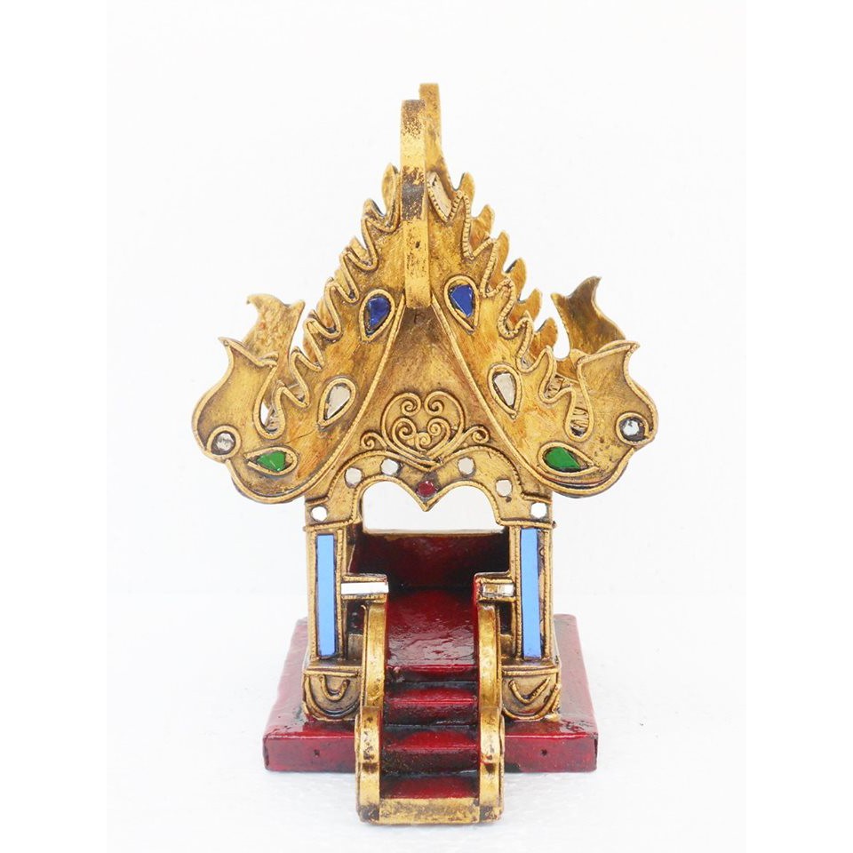 ศาลพระภูมิไม้ชั้นเดียวประดับกระเบื้องสี-ขนาด-9-x-7-x-5-นิ้ว-สินค้าทำมือ-hand-made