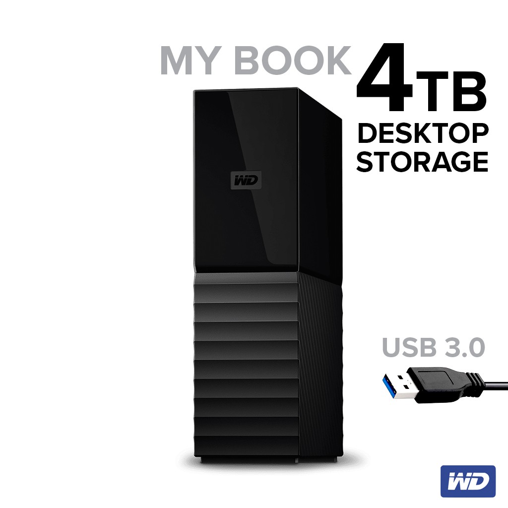 ภาพหน้าปกสินค้าWD My Book ฮาร์ดดิสก์ HDD 4TB ไดร์ฟเก็บข้อมูล วิดีโอ ภาพ เพลง (WDBBGB0040HBK-SESN)Harddisk External Drive USB3 ประกัน3ปี