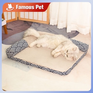 ◐ 𝗙𝗮𝗺𝗼𝘂𝘀 𝗣𝗲𝘁 ◐ ที่นอนหมาแมว เบาะนอนหมาแมว ที่นอนสัตว์เลี้ยง มี 2 ลาย 3 ไซต์ S M L ที่นอนหนานุ่ม【พร้อมส่ง】