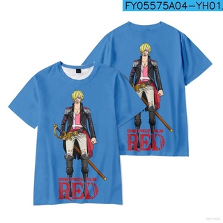 เสื้อแฟชั่นผญ - NS3อะนิเมะONEPIECEสีแดงเสื้อเชิ้ตแขนสั้นด้านบนลําลองหลวมทีSanjiNamiZoroเสื้อกราฟิกข