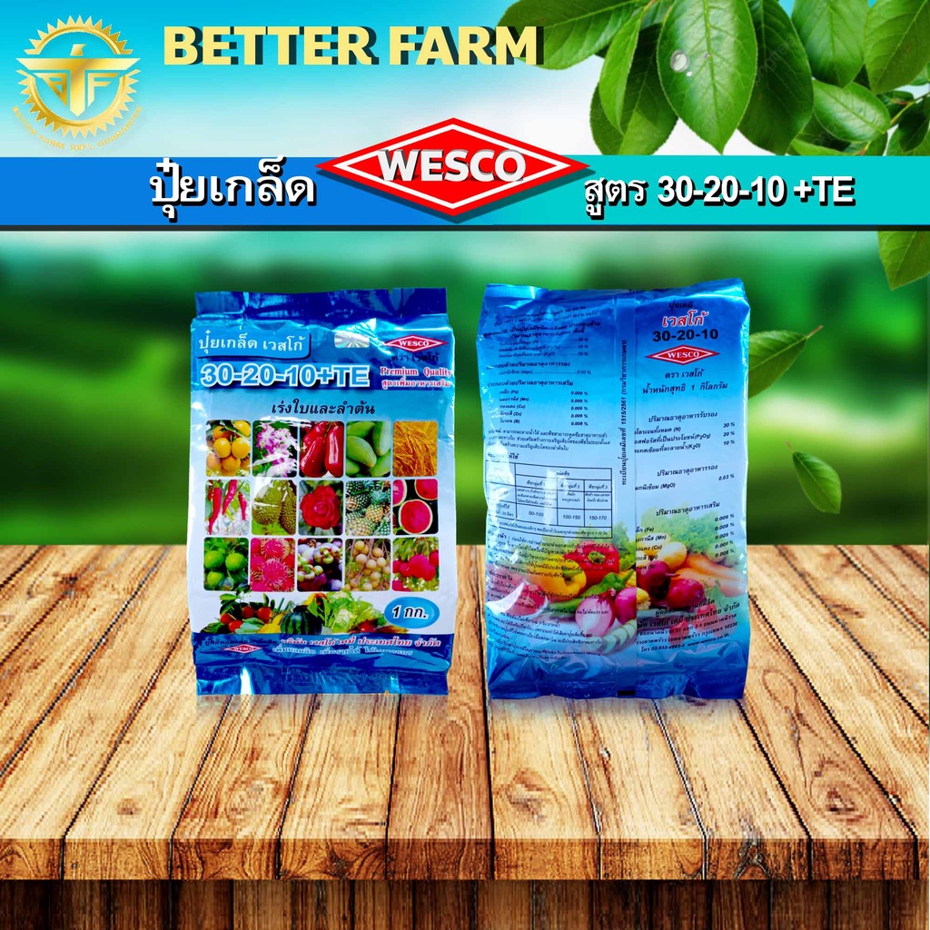 ภาพหน้าปกสินค้าบรรจุ 1 กิโลกรัม WESCO ปุ๋ย 30-20-10 +TE เร่งความสมบูรณ์ของลำต้นและใบ จากร้าน sahapricha บน Shopee