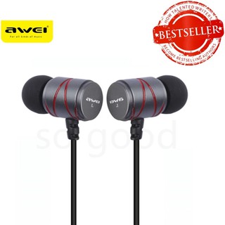 Awei หูฟัง Q5i In-Ear Earphone 3.5mm Jack Universal Smart Earphone (gray/red)