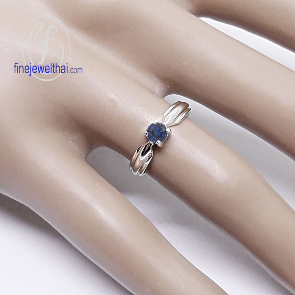 finejewelthai-แหวนไพลิน-ไพลิน-แหวนเงินแท้-แหวนพลอย-blue-sapphire-silver-ring-r1233bl-เลือกสีตัวเรือนได้