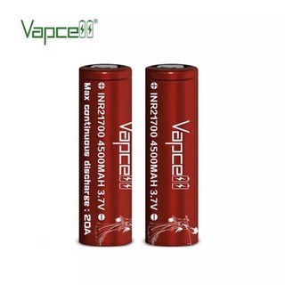 ถ่านชาร์จVapcell INR21700 4500mAh 3.7V ของแท้2ก้อนแถมฟรีกระเป๋าใส่ถ่าน