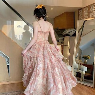 🔥Hot Sale/22521Pure Desire Style Retro First Love Oil Painting Long Skirt 2022 Gentle Style Floral Sling Dress Womens