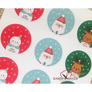 สติ๊กเกอร์ XMas คละ 3 แบบ 36 ดวง / Christmas Santa snowman sticker สติกเกอร์ แซนต้า เรนเดียร์ สโนว์แมน