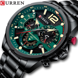 CURREN men watch stainless steel luxury casual quartz watch with luminous hands sports chronograph 8395