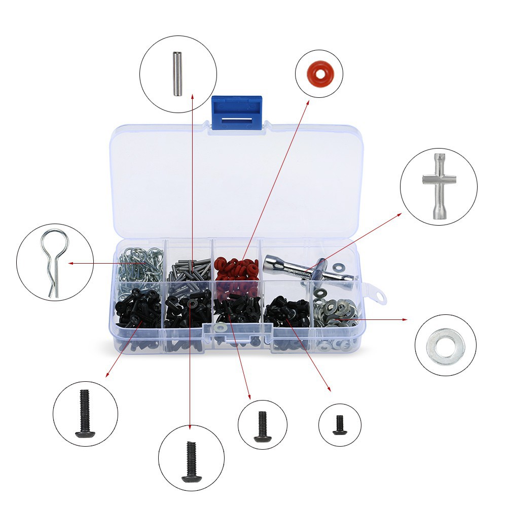 ชุดสกรูพิเศษ-พร้อมกล่อง-สำหรับซ่อมแซมรถบังคับ-hsp-1-10