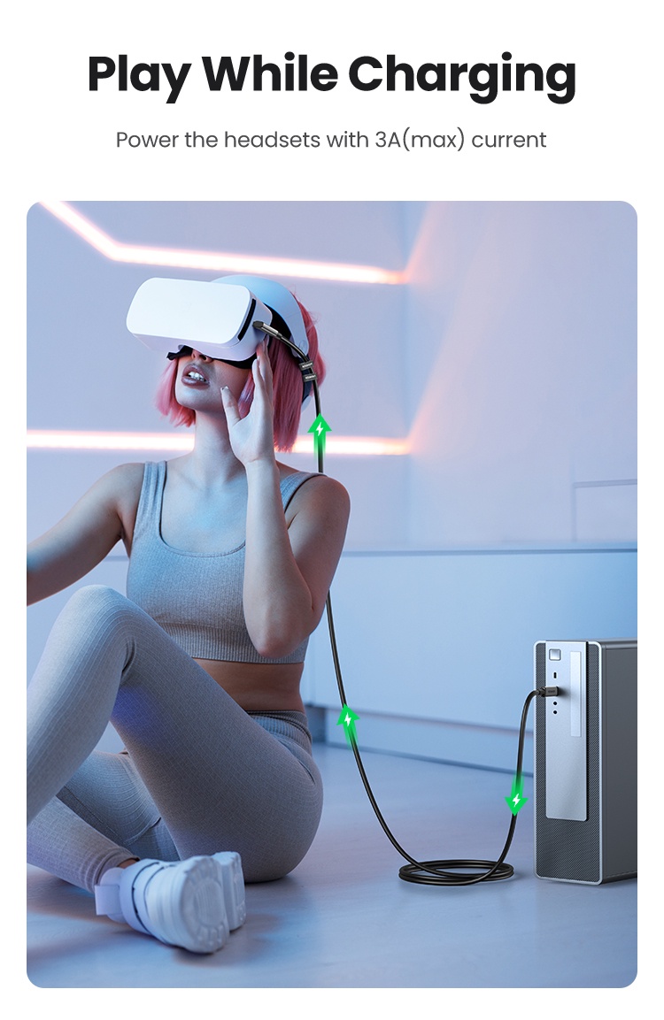 คำอธิบายเพิ่มเติมเกี่ยวกับ Ugreen สายเคเบิลเชื่อมต่อ USB C เป็น C VR 5 Gbps 5 เมตร สําหรับชุดหูฟัง Oculus Quest 2 Quest 1 VR