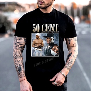 เสื้อยืดแขนสั้น ผ้าฝ้าย พิมพ์ลายกราฟฟิค VINTAGE 50 CENT O65YT664504สามารถปรับแต่งได้