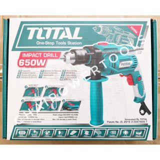 Total สว่านไฟฟ้า ระบบกระแทก1/2 นิ้ว  ปรับซ้าย-ขวา 650 วัตต์ รุ่น TDTG106136​ ( Electric Drill )