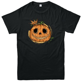 การพิมพ์เสื้อยืด คอกลม แขนสั้น ผ้า cotton100% สบายและต่อต้านริ้วรอย Pumpkin King Crown T-Shirt, Funny Halloween