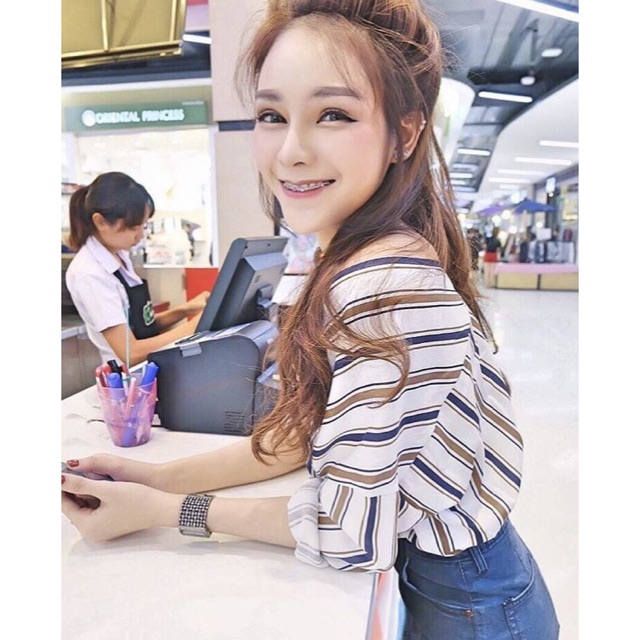 เสื้อคอวีริ้วสีคู่-เส้นเล็ก-สลับสี
