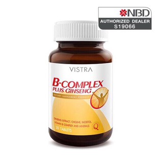 Vistra B-Complex Plus Ginseng วิตามินบีรวมผสมโสมลดสภาวะเครียด 30 เม็ด 1 ขวด