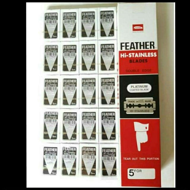 feather-ใบมีดโกนสแตนเลส-ตราขนนก-2-คม-1-กล่อง-20-กล่องเล็ก-รวม-100-ใบ