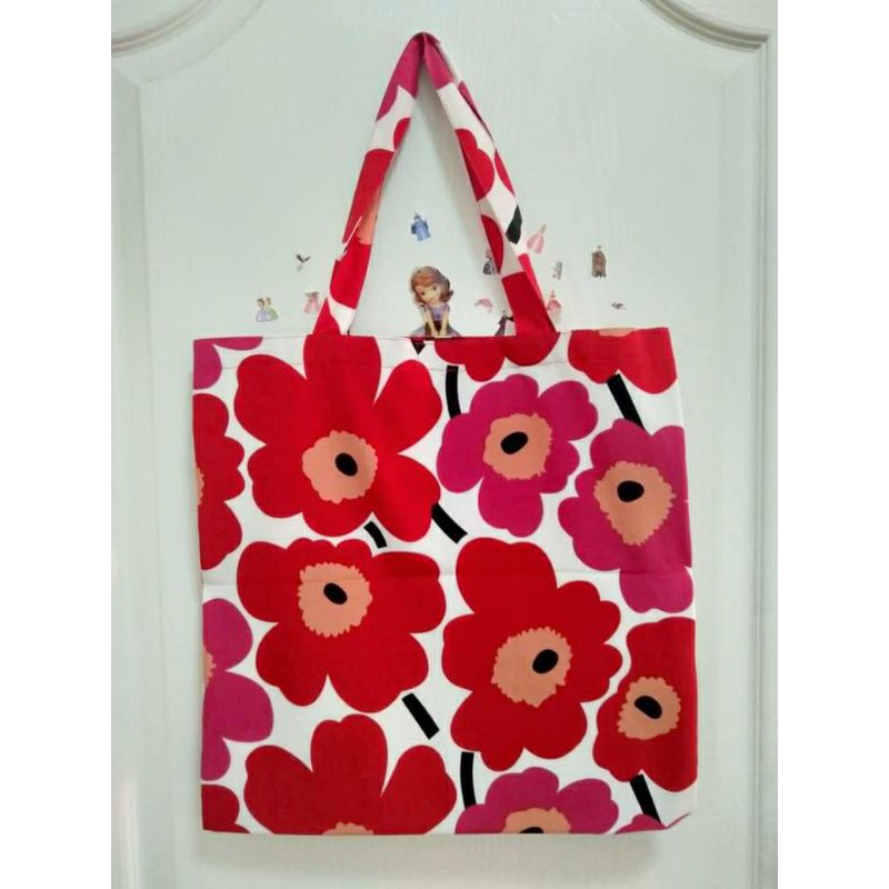 กระเป๋าผ้าลายดอกไม้สีสัน-สดใส-แฮนด์เมด