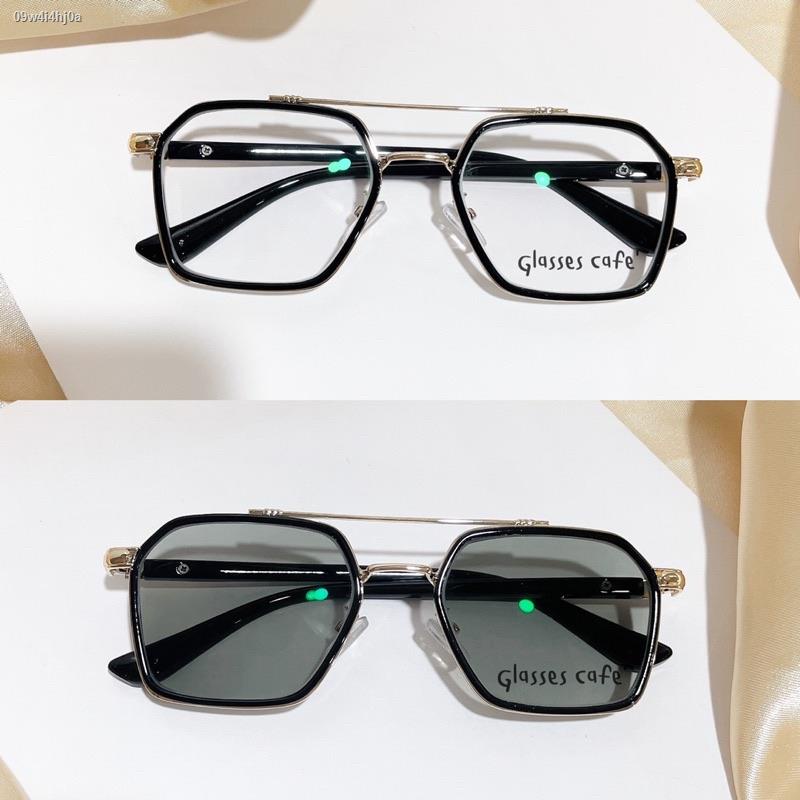 แว่นตา-แว่นสายตาสั้นออโต้-ออกแดดปรับสีเทาดำ-0-50-ถึง-4-00-แว่นสไตล์เกาหลี-แว่นกรองแสง-กัน-uv-9301b