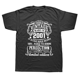 [S-5XL] เสื้อยืดแขนสั้น ผ้าฝ้าย ลาย Made Vintage In 2001 21 ปี 21 ปี ของขวัญวันเกิด สไตล์ฮิปฮอป สําหรับผู้ชาย