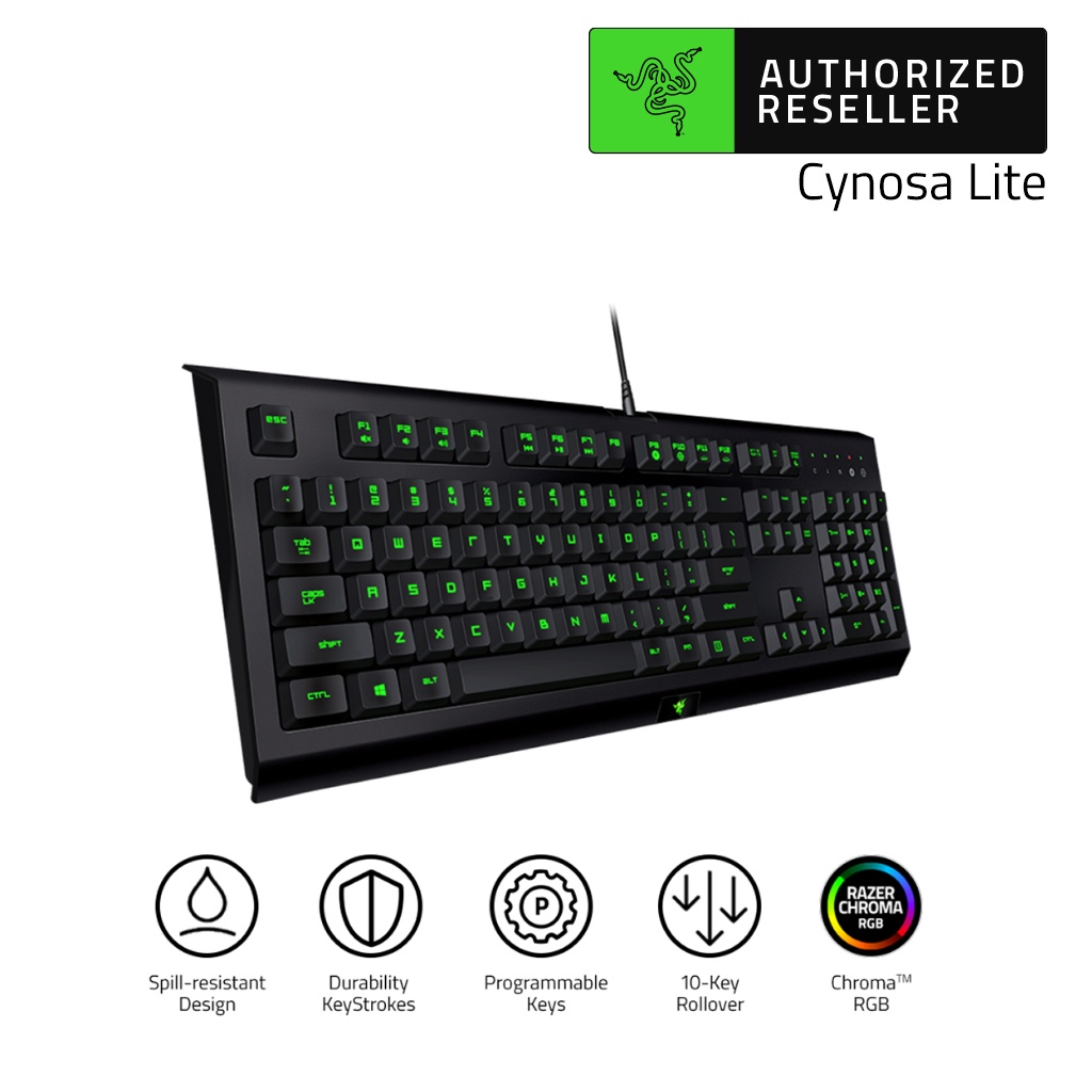 ราคาและรีวิวRazer Cynosa Lite Single Zone Chroma RGB Backlighting Spill-Resistant Gaming Keyboard (คีย์บอร์ดเกมมิ่ง) (TH/EN)