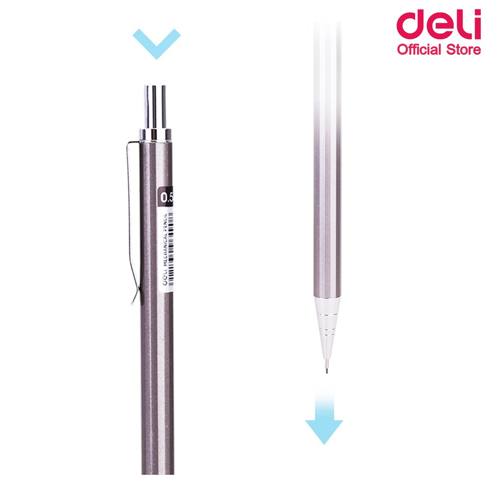 deli-6490-mechanical-pencil-ดินสอกดด้ามเหล็ก-2b-ขนาด-0-5mm-คละสี-1-แท่ง-ผลิตจากวัสดุคุณภาพดี-ดินสอ-ดินสอกด-เครื่องเขียน