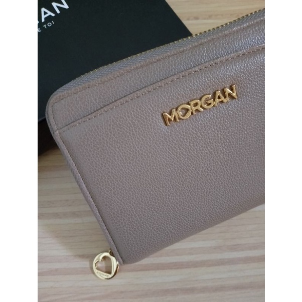 morganของแท้พร้อมกล่อง-กระเป๋าสตางค์ใบสั้นซิปรอบสีโอวัลติน