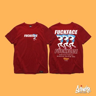 เสื้อยืดลาย รุ่น FakeFace แดงเลือดหมู ( ลิขสิทธิ์แท้ ) แขนสั้น เสื้อยืดชาย TS