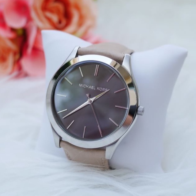 นาฬิกา-michael-kors-analogue-quartz-watch-with-leather-strap-mk8619-สายหนัง-สีน้ำตาลอ่อน