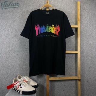 เสื้อยืด พิมพ์ลาย THRASHER RAINBOW TAG &amp; LABEL