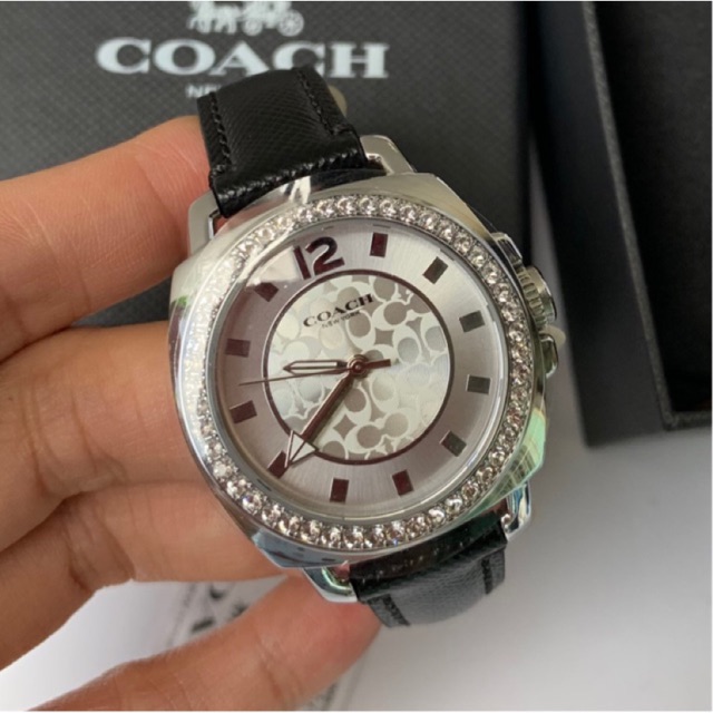 (ผ่อน0%) นาฬิกา Womens Coach 14503152 BOYFRIEND Silver Tone Glitz Watch ...