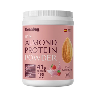 Beanbag Almond Protein Powder รส Real Strawberry 800g โปรตีนอัลมอนด์และโปรตีนพืชรวม 5 ชนิด รสสตรอว์เบอร์รี