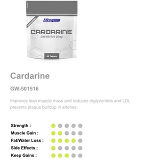 Cardarine (GW501516) อาหารเสริม 20mg. x 50tabs