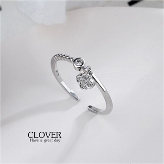 s925 Clover ring แหวนเงินแท้ ใส่สบาย เป็นมิตรกับผิว สามารถปรับขนาดได้