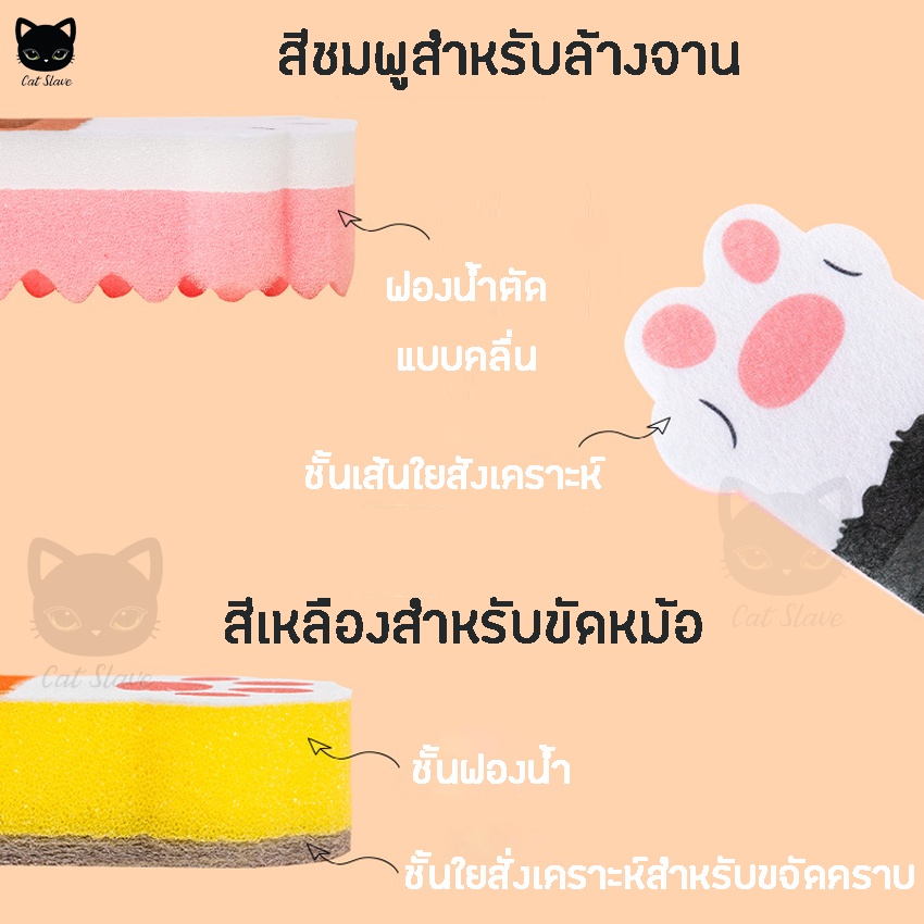 ฟองน้ำล้างจาน-อุ้งเท้าแมว-ลายแมว-ฟองน้ำทำความสะอาดเครื่องครัว-สก็อตไบร์ท-สก็อตไบร์ทล้างจาน