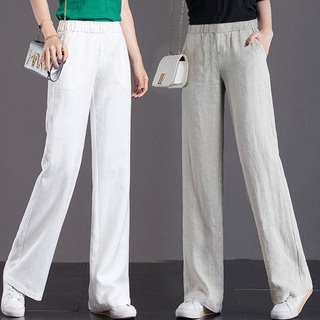 Daxiang [กางเกงผู้หญิง ขนาดใหญ่] กางเกงขายาว ขากว้าง ผ้าฝ้ายแท้ เอวสูง ทรงหลวม แนวตรง เหมาะกับฤดูใบไม้ผลิ และฤดูร้อน สําหรับผู้หญิง 2021