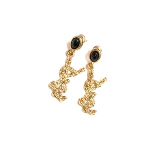 YSL YVES SAINT LAURENT EARRINGS ต่างหูสีทอง โลโก้แบรนด์ งานเกาหลี พร้อมส่ง