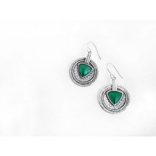 AR-Kang Collection***ต่างหูGreen Agate (เงินแท้92.5%)