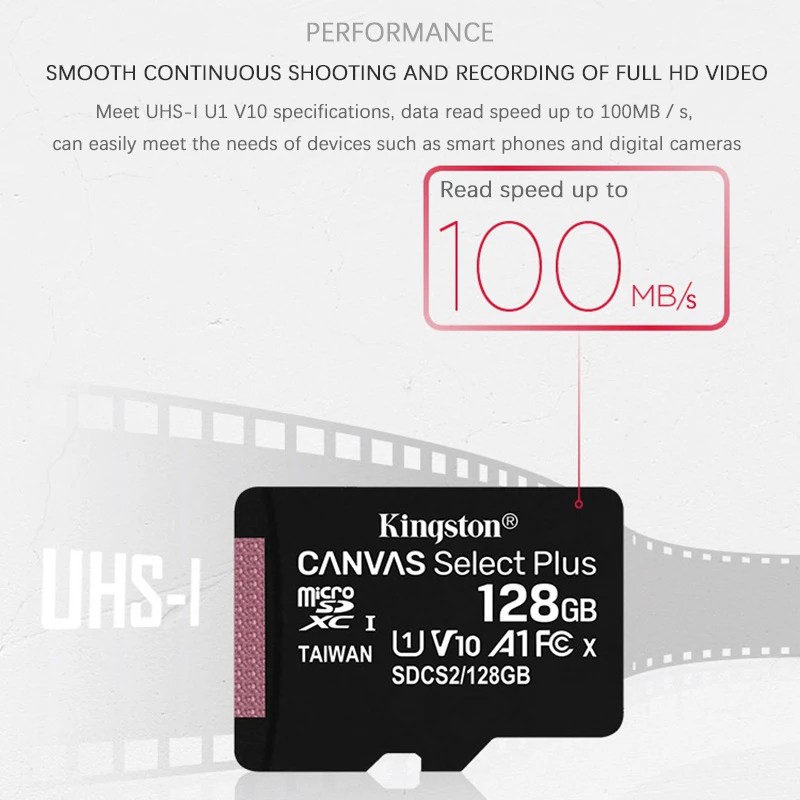 ภาพสินค้าKingston เมมโมรี่การ์ด Micro SDCard 16GB 32GB 64GB 128GB Class10 100mb/s รุ่น Canvas Select Plus Memory Card จากร้าน det888 บน Shopee ภาพที่ 4