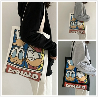 ( Kt ) กระเป๋าผ้าใบลายการ์ตูน Donald Duck