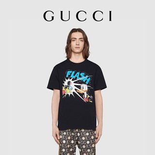 เสื้อยืดผ้าฝ้ายพิมพ์ลายขายดี [สินค้าใหม่] เสื้อยืด พิมพ์ลาย Gucci Gucci Disney X Gucci Donald Duck สําหรับผู้ชายและผู้หญ