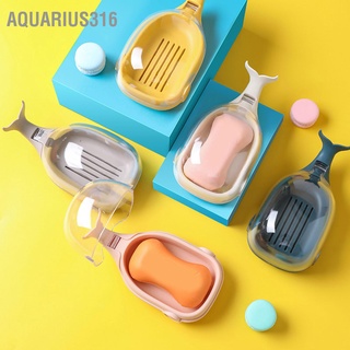 Aquarius316 กล่องสบู่ สองชั้น รูปปลาวาฬน่ารัก กันน้ํา ระบายน้ํา พร้อมฝาปิด สําหรับห้องน้ํา