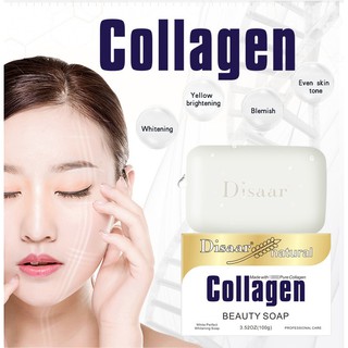 สบู่คอลลาเจน เพียวบริสุทธิ์ !! Disaar Natural Collagen Beauty Soap 100 g. รหัส 4029 ขาย 65 มา12   ✔️ ช่วยชะลอการเกิดริ้ว