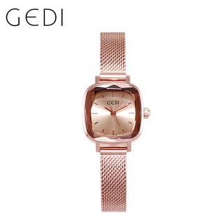 นาฬิกาดิจิตอล นาฬิกาโทรได้ GEDI 13022 W นาฬิกาข้อมือควอตซ์ นาฬิกาผู้หญิง กันน้ำ สายสแตนเลส นาฬิกาข้อมือ สี่เหลี่ยม ของแท