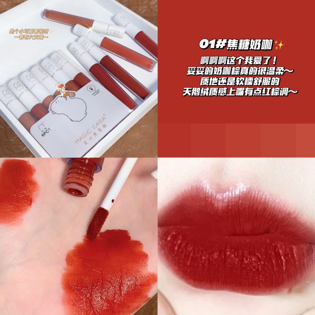 ราคาและรีวิวLip Starเครื่องสําอางลิปกลอสเนื้อMatte ติดนานกันน้ํา 5ชิ้น lipstick set