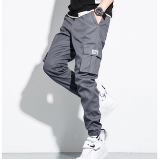 ข้อเสนอสุดพิเศษ กางเกง กางเกงคาร์โก้เกาหลีหลายกระเป๋า กางเกงชิโน่ทรงกระบอกเข้ารูป ขนาด：M-5XL