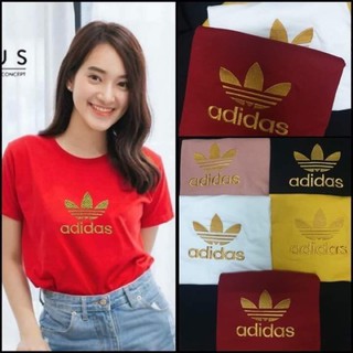 เสื้อยืดคอกลมแขนสั้น adidas งานปัก 100%Cotton