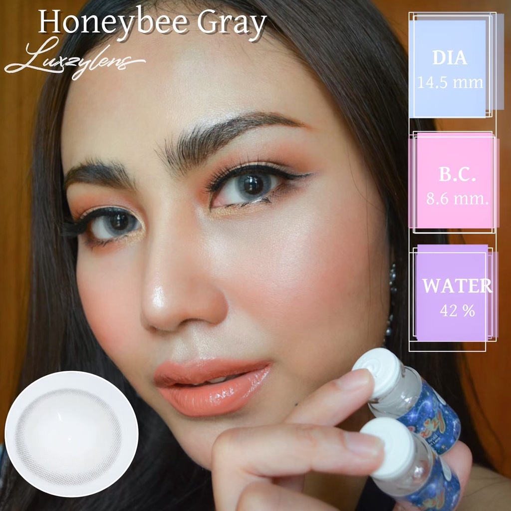 คอนแทคเลนส์-ขนาดมินิ-honey-bee-luxzylens-สีเทา-แถมตลับทุกคู่