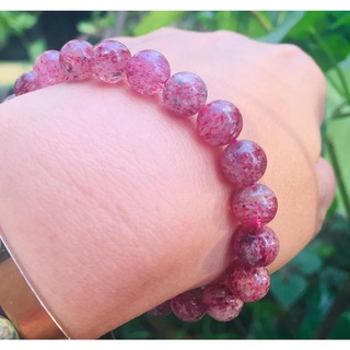 กำไลหินนำโชคสตอเบอรี่ควอส(Strawberry Quartz) ขนาด9มิล